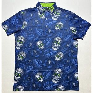 Druids Golf Polo Shirt Men’s Small Outdoor Casual Fun Relaxed Skull Pineapple